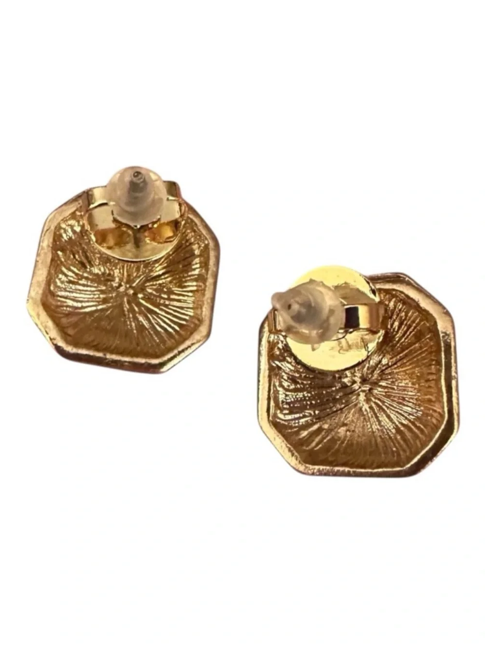 Tory Burch Audrina Black Enamel Logo Stud Earrings Gold Tone NWOT